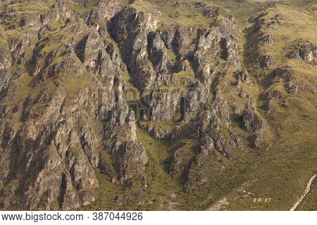 View Of The Mountains Surrounding The Town Of Ollantaytambo, On The Road To Machu Picchu, In The Vil