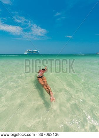 Beautiful Woman at the beach in Poda island  Thailand