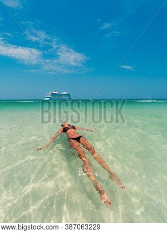 Beautiful Woman at the beach in Poda island  Thailand