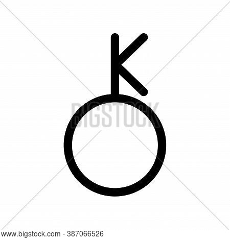 Chiron Planet Symbol. Vector Sign. Astrological Calendar. Zodiacal Black And White Horoscope. Outlin