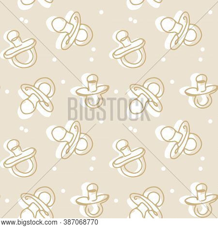 Soother Nursery Baby Seamless Pattern, Kids Toy Drawing, Repeat Texture Scandinavian Cartoon Desgin 