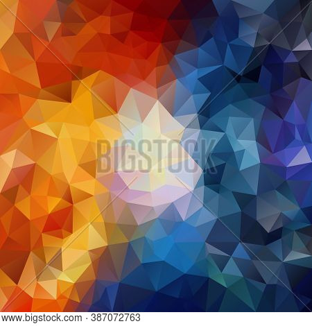 Vector Abstract Irregular Polygon Square Background - Triangle Low Poly Pattern - Contrast Color Hot