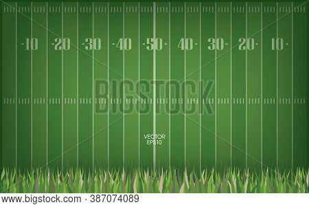 Background For American Football Sport. Vector Illustration Of Green Field Pattern.