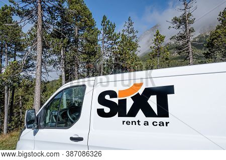 Fuorn Pass, Switzerland - September 10, 2020: Sixt Is A Car Rental Company