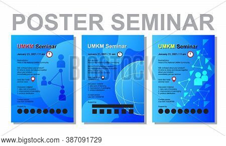 Poster Seminar Online With Blue Dominan Color Vector