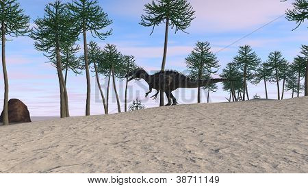 Runnig Cerantosaurus in Araukarien Baum Hain