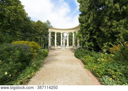 Lancut, Poland - August 26, 2020: Gloriette In The Garden Of 16th Century Baroque Lancut Castle, Sta
