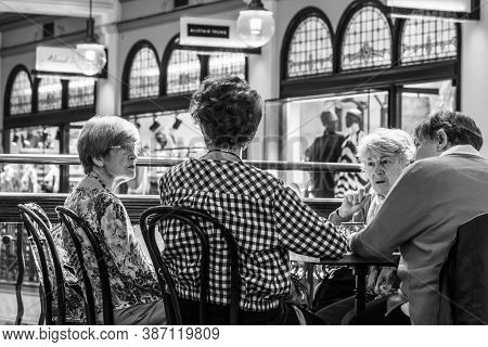 Sydney, Australia - 10 2018: Ladies At Queen Victoria Building Cafe