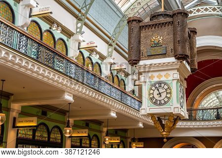 Sydney, Australia - 10 2018: Interior Of Queen Victoria Building