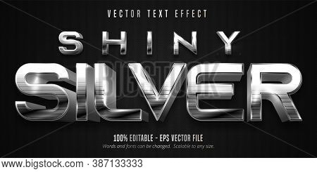 Shiny Silver Text, Metallic Style Editable Text Effect