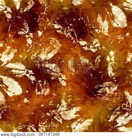 Seamless Modern Sepia Brown Flower Blockprint Print. Grunge Watercolor Texture Floral Background. Wo