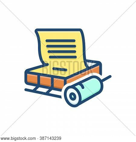 Color Illustration Icon For Linotype Print Imprint Machine Print-shop