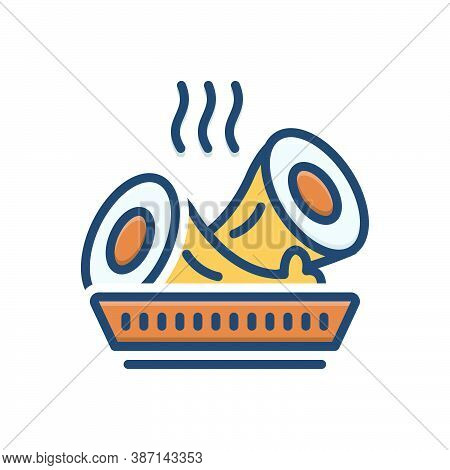 Color Illustration Icon For Lunchmeat Hot Food Beef Sliced Rolled Cooked