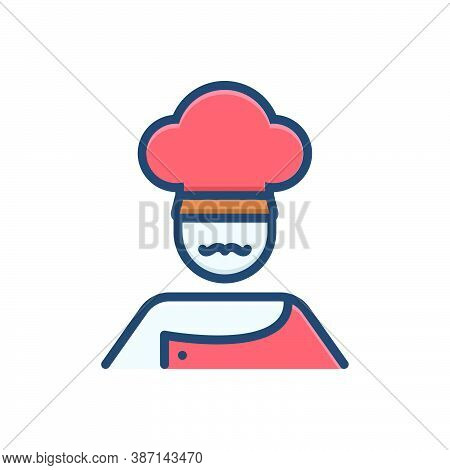 Color Illustration Icon For Cook Masterchief Cook Baker Cooking Person Chef Professional Occupation
