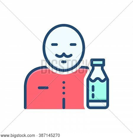 Color Illustration Icon For Milkman Milk Bottle Nutrition Profession Refreshment