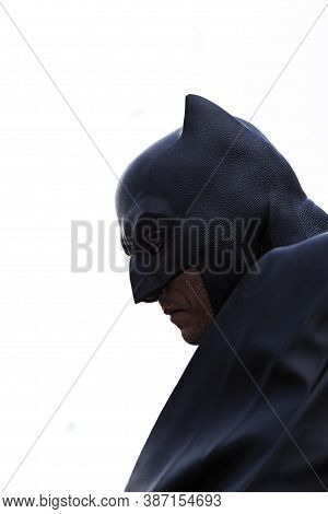 Umea, Norrland Sweden - September 5, 2020: Batman Character In Backlight Profile