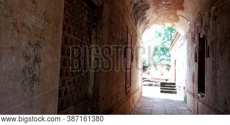 District Katni, India - October 10, 2019: Side Wall Architect Indian Tourist Attraction At Ancient F
