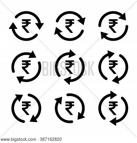 Set Of Rupee Money Icon, Collection Of Indian Business Sign, Market Economy Vector Illustration