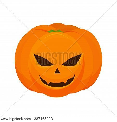 Pumpkin With Scary Halloween Face Isolated On White Background Stock Vector Illustration. Decoration