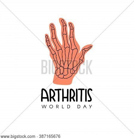 Vector Illustration On The Theme Of World Arthritis Day On October 12. Decorated With A Handwritten 