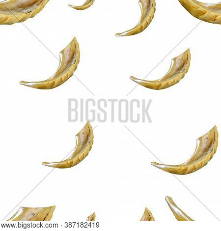 Seamless Pattern Shofar Horn. Shofar Isolated On White. Yom Kippur, Rosh Hashanah Jewish Holiday Sym