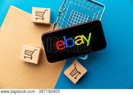 Tula, Russia - September 08, 2020: Ebay App Logo On Iphone Display