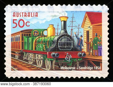 Australia - Circa 2004: A Used Postage Stamp From Australia, Depicting An Illustration Of An Early S