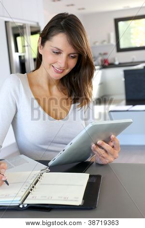 Beautiful teleworker working from home