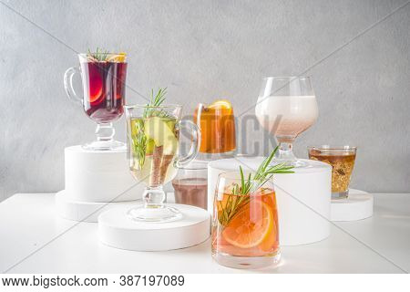 Various Autumn Winter Alcohol Cocktails