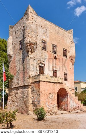 The tower of Markellos (circa 1802) in Aegina town, Aegina island, Greece. Local landmark