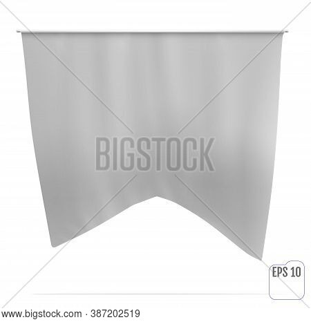 Flag, Pennant Or Banner White Realistic Mockup.