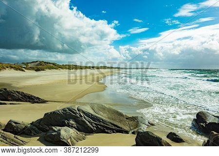Hellesto Beach on sunny day, outside Stavanger, Norway