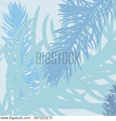 Vector Seaweed Pattern. Summer Mood. Blue, Green.