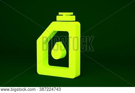 Yellow Canister For Motor Machine Oil Icon Isolated On Green Background. Oil Gallon. Oil Change Serv