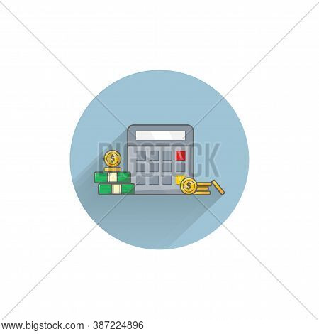 Accountant Calculator Flat Icon With Long Shadow