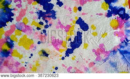 Artistic Painting. Trandy Tie Dye. Colorful Rainbow Texture. Tie Dye Aquarelle Fabric. Abstract Shib