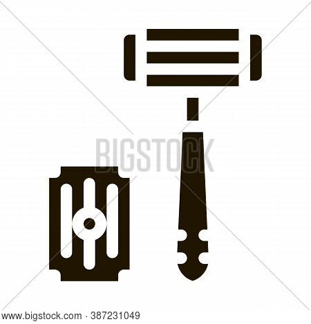 Shaving Razor And Blade Glyph Icon Vector. Shaving Razor And Blade Sign. Isolated Symbol Illustratio