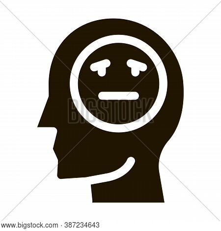 Man Melancholy Smiley Glyph Icon Vector. Man Melancholy Smiley Sign. Isolated Symbol Illustration