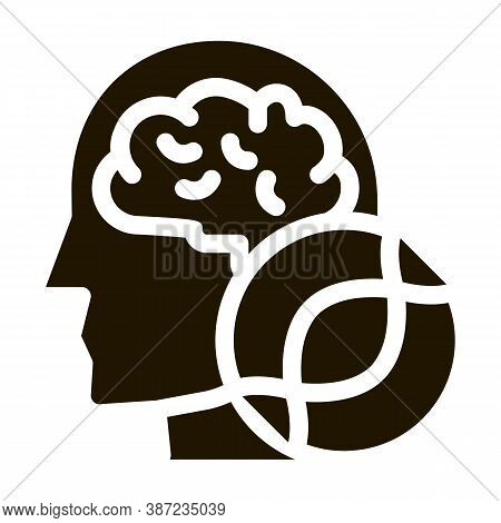 Man Head Brain Molecule Glyph Icon Vector. Man Head Brain Molecule Sign. Isolated Symbol Illustratio
