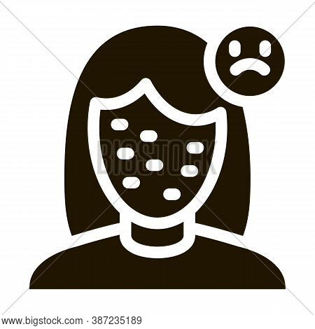 Acne Face Sad Girl Glyph Icon Vector. Acne Face Sad Girl Sign. Isolated Symbol Illustration