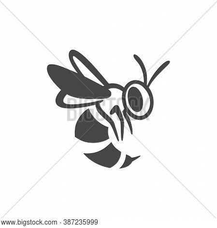 Wasp Flat Line Icon. Black Silhouette Of An Insect Isolated On A White Background. Graphic Symbol, D