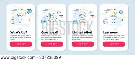 Set Of Line Icons, Such As Consultant, Agent, Insurance Hand Symbols. Mobile Screen Mockup Banners. 