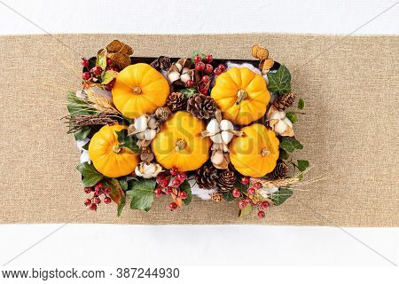 Autumn, Fall Thanksgiving Table Decoration, Handmade Centrepiece. Festive Family Dinner Decore. Top 
