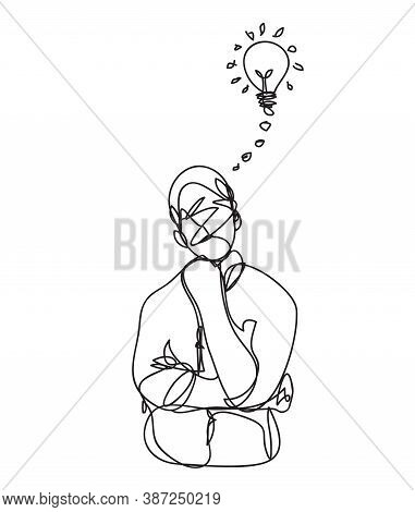 A Man Thinking Line Drawing Style, Vector Design