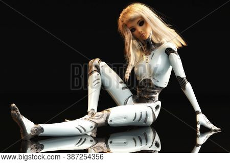 Artistic 3D Illustration Of A Female Cyborg