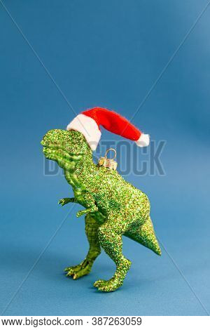 Kitschy T-rex Christmas Ornaments For The Holidays, Santa Hat