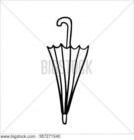 Vector Hand Drawn Doodle Umbrella Walking Stick.
