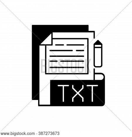 Txt File Black Linear Icon. File Extension. Simple Text Editors. Information Storing. Plain Text Wit