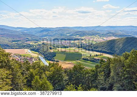 View From Teufelskanzel To The Werra Valley In Germany.