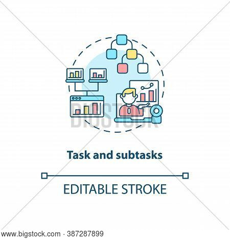 Task And Subtasks Concept Icon. Software Structure Idea Thin Line Illustration. Optimized Planning. 